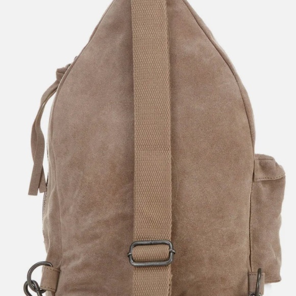 NWT- Free People Oxford Style Suede Sling Bag in Mushroom - Picture 6 of 14